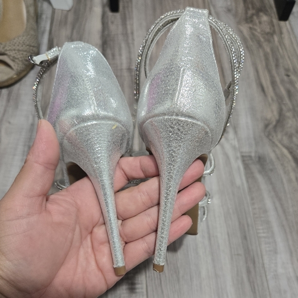 Jessica Simpson Jaeya Sandal Women Silver Rhinestones Sz 8 - Picture 12 of 15